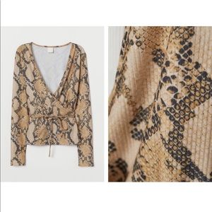H&M V-Neck Snake Print Top- New Never Worn